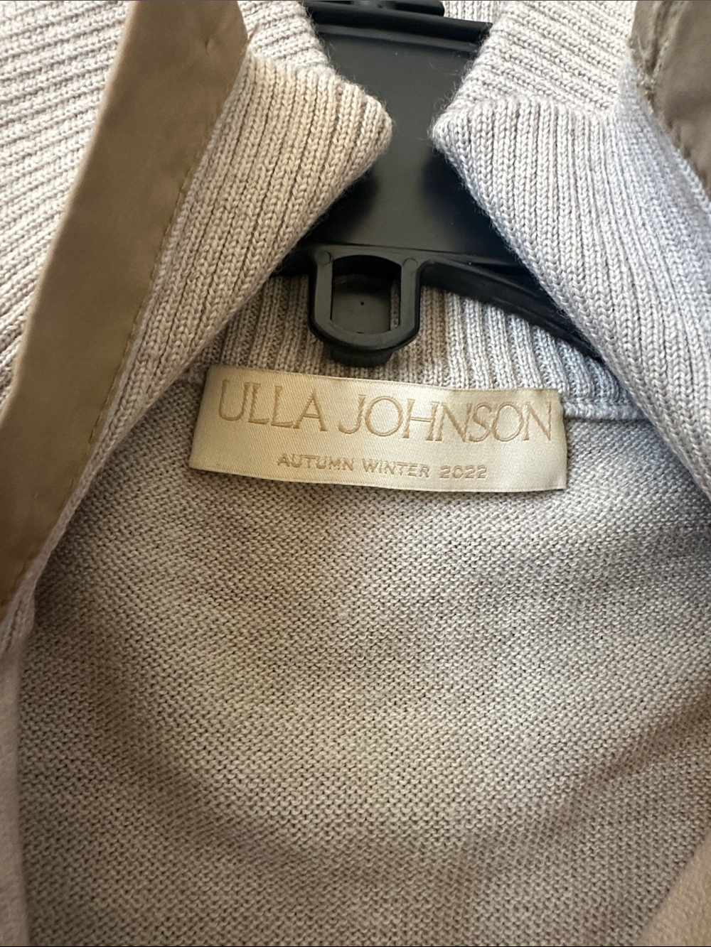 Ulla Johnson Light Zip-Front Sweater with Tan Trim - Picture 5 of 5